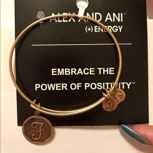 25-5Alex and Ani gold F bangle